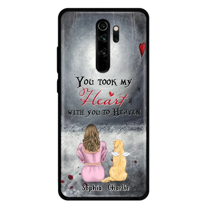 Custom Personalized Memorial Dog Mom Phone Case - Upto 5 Dogs - Memorial Gift Idea for Dog Owner - You Took My Heart With You To Heaven - Case for Xiaomi/Huawei/Oppo