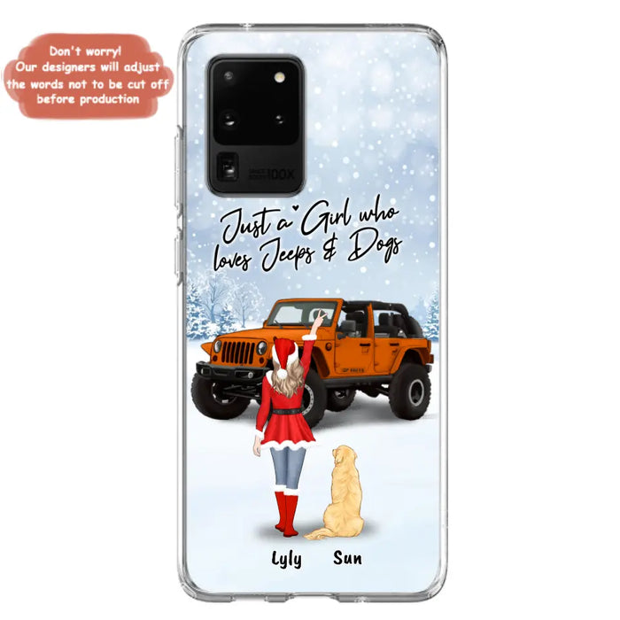 Custom Personalized Christmas Off-road Girl Phone Case - Girl With Upto 4 Pets - Christmas Gift For Dog/ Cat Lover - Just A Girl - Case For iPhone And Samsung