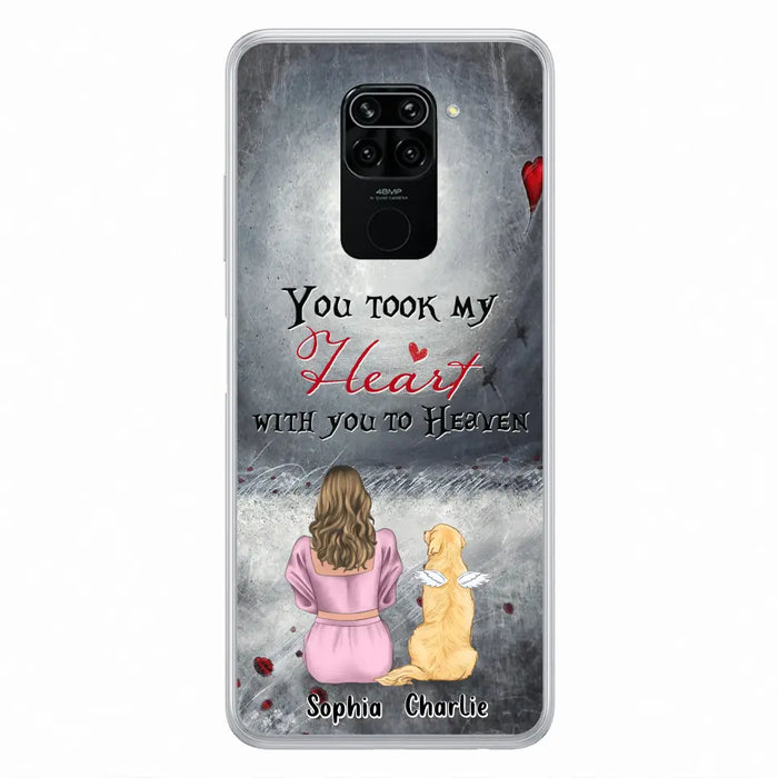 Custom Personalized Memorial Dog Mom Phone Case - Upto 5 Dogs - Memorial Gift Idea for Dog Owner - You Took My Heart With You To Heaven - Case for Xiaomi/Huawei/Oppo