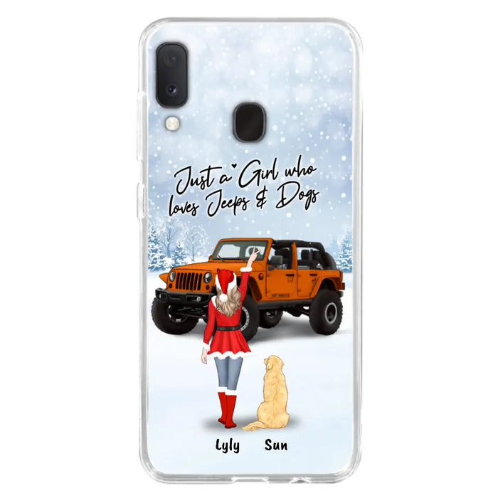 Custom Personalized Christmas Off-road Girl Phone Case - Girl With Upto 4 Pets - Christmas Gift For Dog/ Cat Lover - Just A Girl - Case For iPhone And Samsung