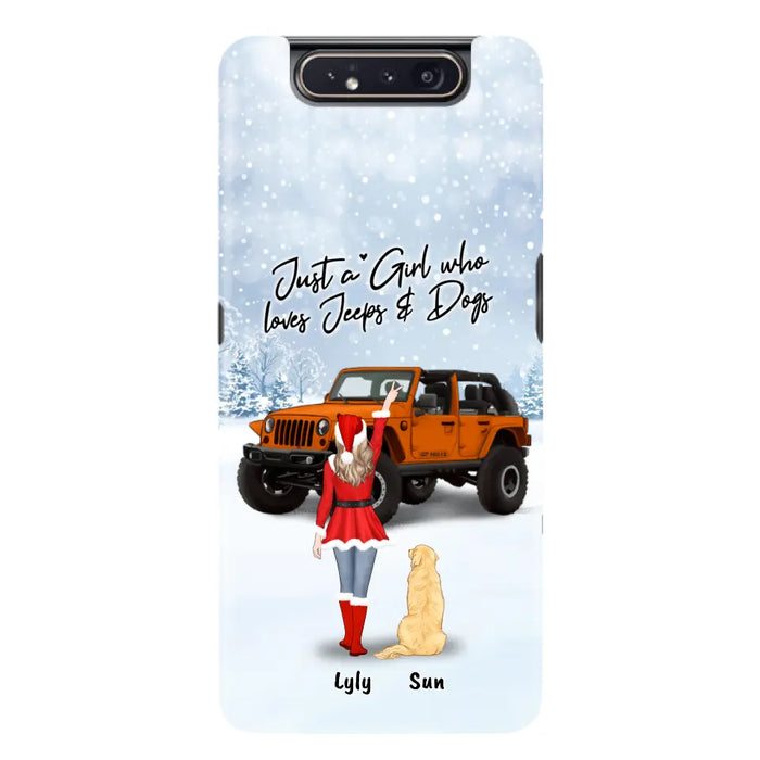 Custom Personalized Christmas Off-road Girl Phone Case - Girl With Upto 4 Pets - Christmas Gift For Dog/ Cat Lover - Just A Girl - Case For iPhone And Samsung