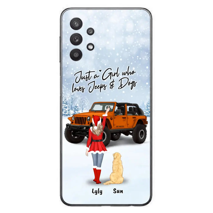 Custom Personalized Christmas Off-road Girl Phone Case - Girl With Upto 4 Pets - Christmas Gift For Dog/ Cat Lover - Just A Girl - Case For iPhone And Samsung