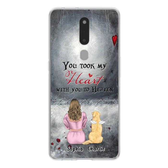 Custom Personalized Memorial Dog Mom Phone Case - Upto 5 Dogs - Memorial Gift Idea for Dog Owner - You Took My Heart With You To Heaven - Case for Xiaomi/Huawei/Oppo