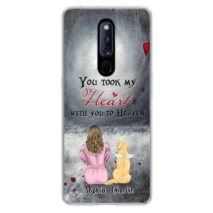 Custom Personalized Memorial Dog Mom Phone Case - Upto 5 Dogs - Memorial Gift Idea for Dog Owner - You Took My Heart With You To Heaven - Case for Xiaomi/Huawei/Oppo