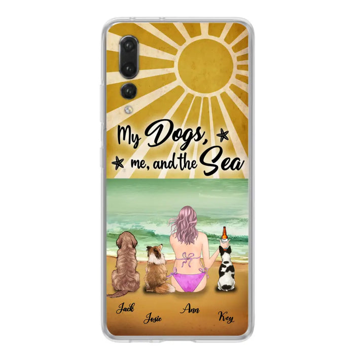 Custom Personalized Dog Mom  Beach Phone Case - Upto 3 Dogs - My Dogs,Me And The Sea