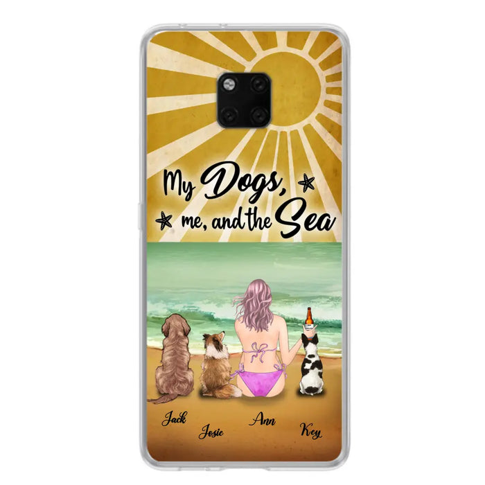 Custom Personalized Dog Mom  Beach Phone Case - Upto 3 Dogs - My Dogs,Me And The Sea