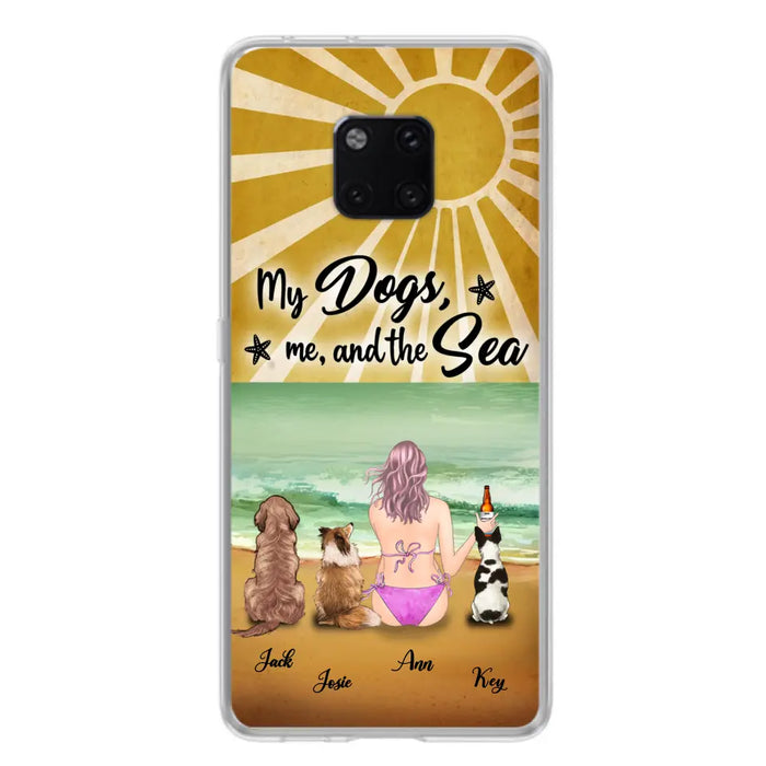 Custom Personalized Dog Mom  Beach Phone Case - Upto 3 Dogs - My Dogs,Me And The Sea