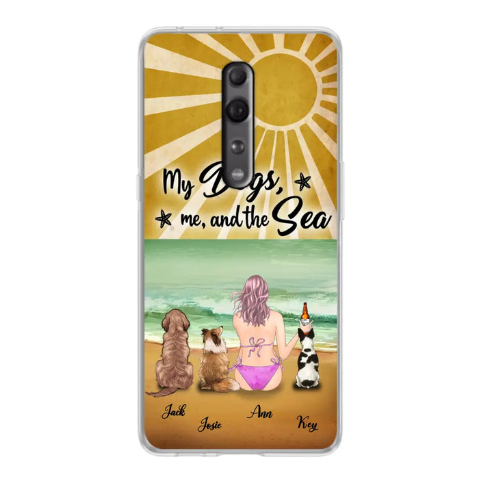 Custom Personalized Dog Mom  Beach Phone Case - Upto 3 Dogs - My Dogs,Me And The Sea