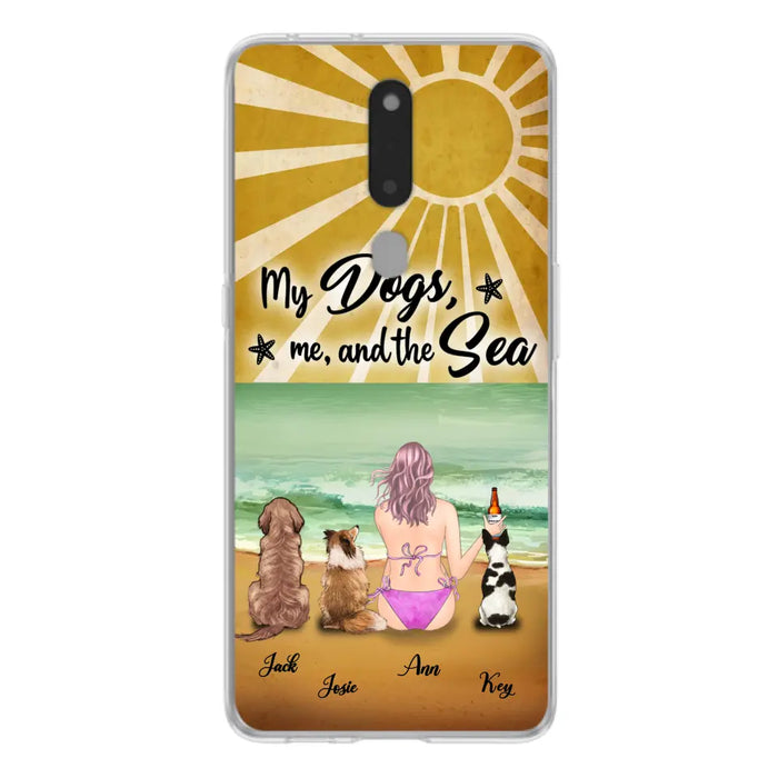 Custom Personalized Dog Mom  Beach Phone Case - Upto 3 Dogs - My Dogs,Me And The Sea