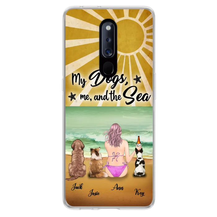 Custom Personalized Dog Mom  Beach Phone Case - Upto 3 Dogs - My Dogs,Me And The Sea