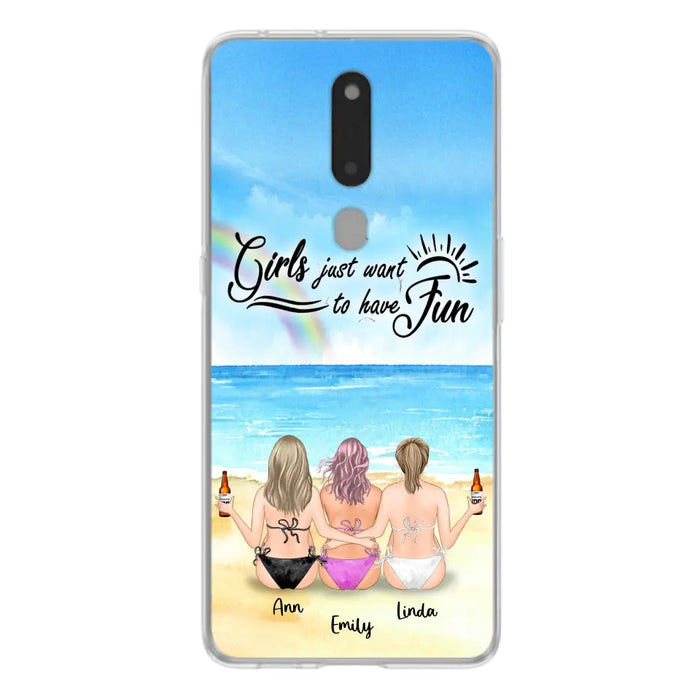 Personalized Best Friends Phone Case - Upto 3 Besties - Girls Just Want To Have Fun - Bikini Girls With Drinks