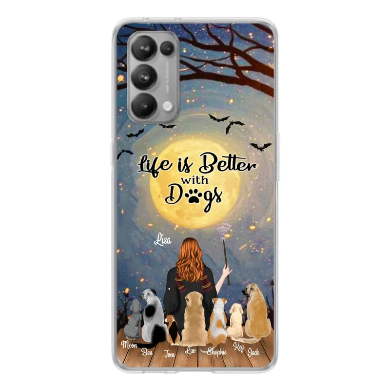 Personalized Witch Phone Case - Up to 7 Dogs - Gift For Dog Lover - Life Is Better With Dogs