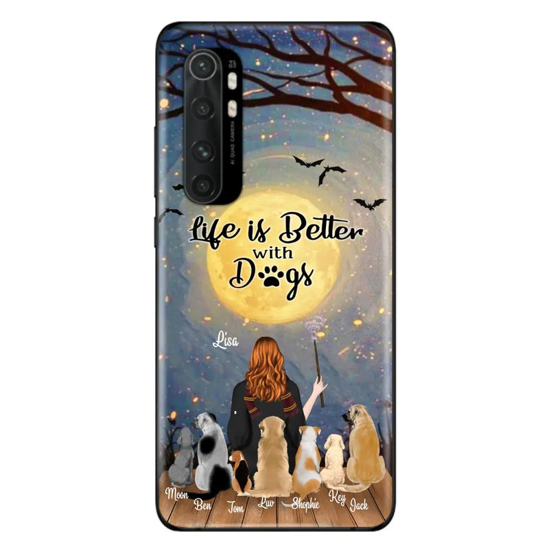 Personalized Witch Phone Case - Up to 7 Dogs - Gift For Dog Lover - Life Is Better With Dogs