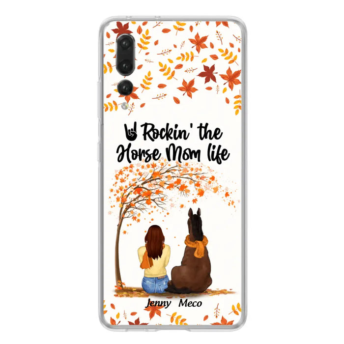 Custom Personalized Horse Mom In Autumn Phone Case - Girl With Upto 3 Horses - Case For Xiaomi, Oppo And Huawei