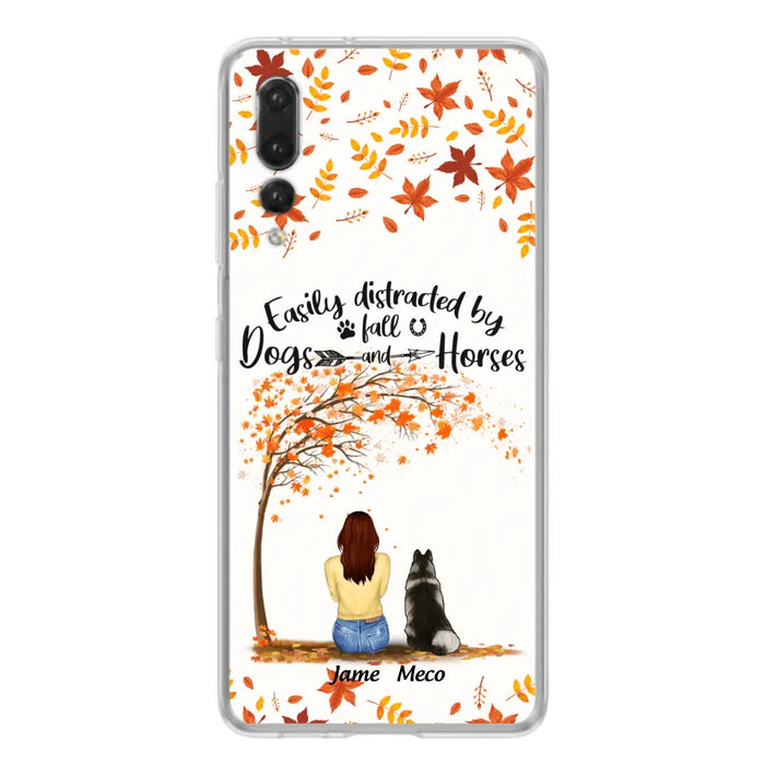 Custom Personalized Horse Dog Mom In Autumn Phone Case - Upto 3 Horses/ Dogs  - Case For Xiaomi, Oppo And Huawei