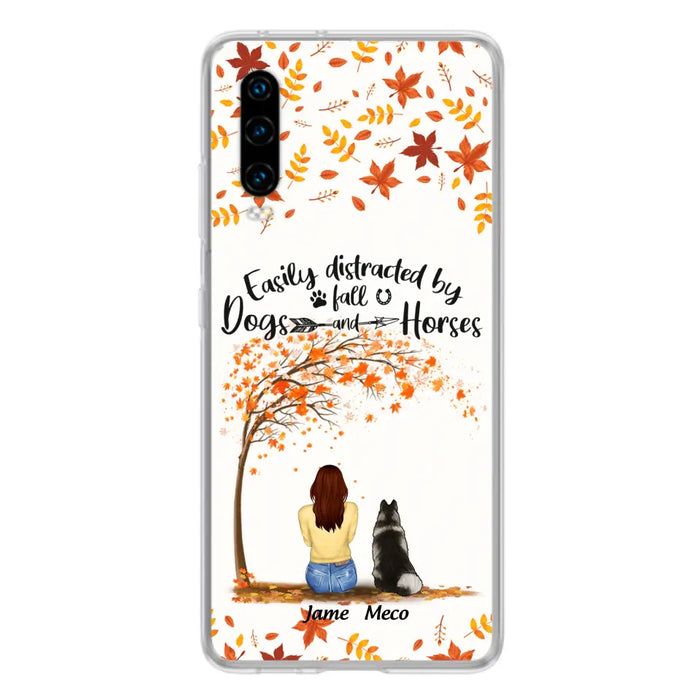 Custom Personalized Horse Dog Mom In Autumn Phone Case - Upto 3 Horses/ Dogs  - Case For Xiaomi, Oppo And Huawei