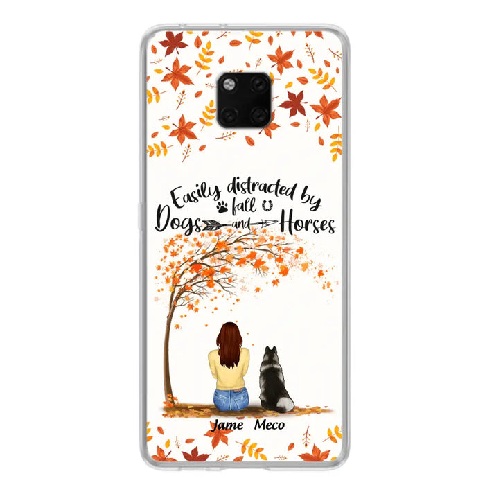 Custom Personalized Horse Dog Mom In Autumn Phone Case - Upto 3 Horses/ Dogs  - Case For Xiaomi, Oppo And Huawei