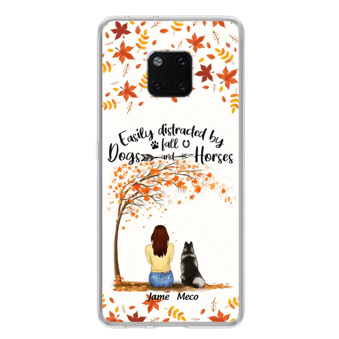 Custom Personalized Horse Dog Mom In Autumn Phone Case - Upto 3 Horses/ Dogs  - Case For Xiaomi, Oppo And Huawei