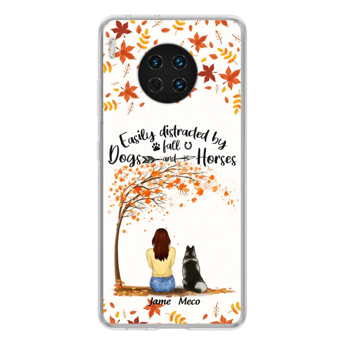 Custom Personalized Horse Dog Mom In Autumn Phone Case - Upto 3 Horses/ Dogs  - Case For Xiaomi, Oppo And Huawei