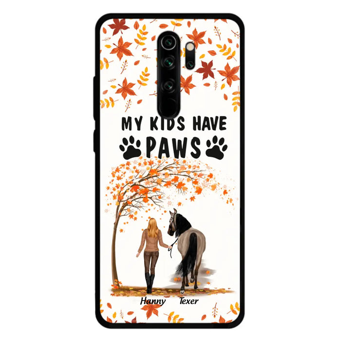 Custom Personalized Horse Mom In Autumn Phone Case - Girl With Upto 2 Horses - My Kids Have Paws - Case For Xiaomi, Oppo And Huawei