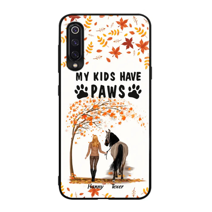 Custom Personalized Horse Mom In Autumn Phone Case - Girl With Upto 2 Horses - My Kids Have Paws - Case For Xiaomi, Oppo And Huawei