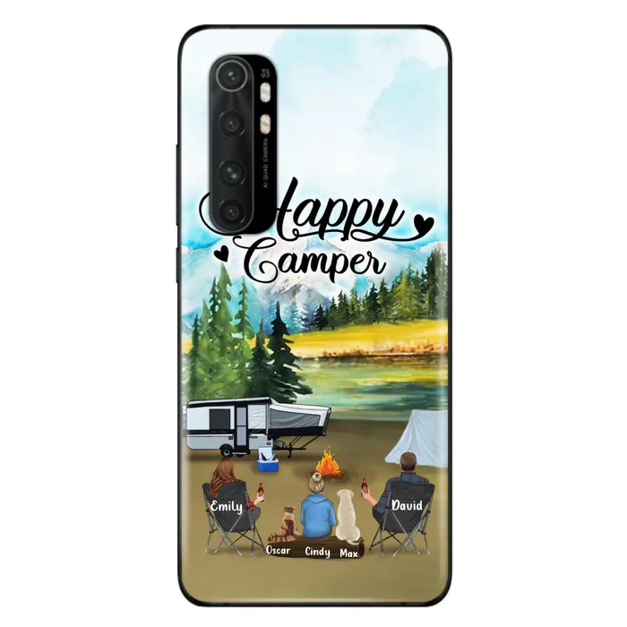 Custom Personalized Camping Phone Case - Parents With 1 Kids And 2 Pets - Best Gift For Family - Happy Camper - Case For Xiaomi, Oppo And Huawei