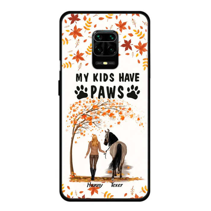 Custom Personalized Horse Mom In Autumn Phone Case - Girl With Upto 2 Horses - My Kids Have Paws - Case For Xiaomi, Oppo And Huawei