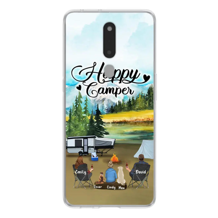 Custom Personalized Camping Phone Case - Parents With 1 Kids And 2 Pets - Best Gift For Family - Happy Camper - Case For Xiaomi, Oppo And Huawei