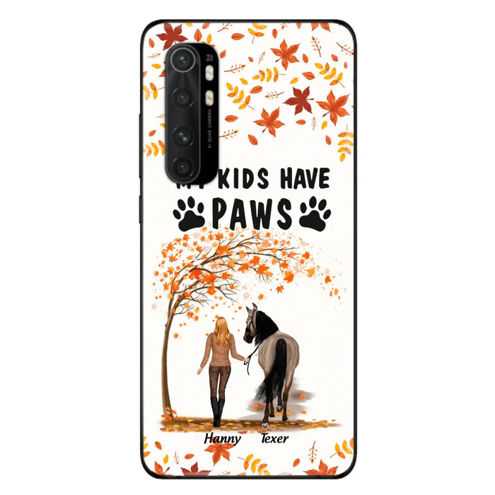 Custom Personalized Horse Mom In Autumn Phone Case - Girl With Upto 2 Horses - My Kids Have Paws - Case For Xiaomi, Oppo And Huawei