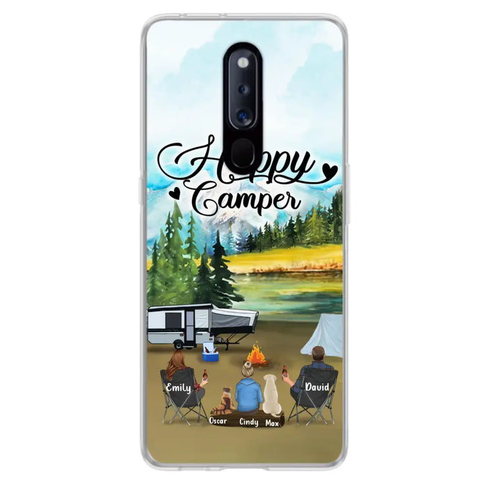 Custom Personalized Camping Phone Case - Parents With 1 Kids And 2 Pets - Best Gift For Family - Happy Camper - Case For Xiaomi, Oppo And Huawei