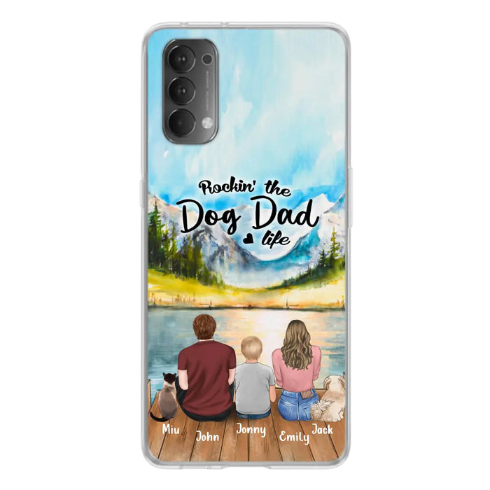 Custom Personalized Pet Couple Phone Case - Parent With 1 Kid And 2 Pets - Case For Xiaomi, Oppo And Huawei