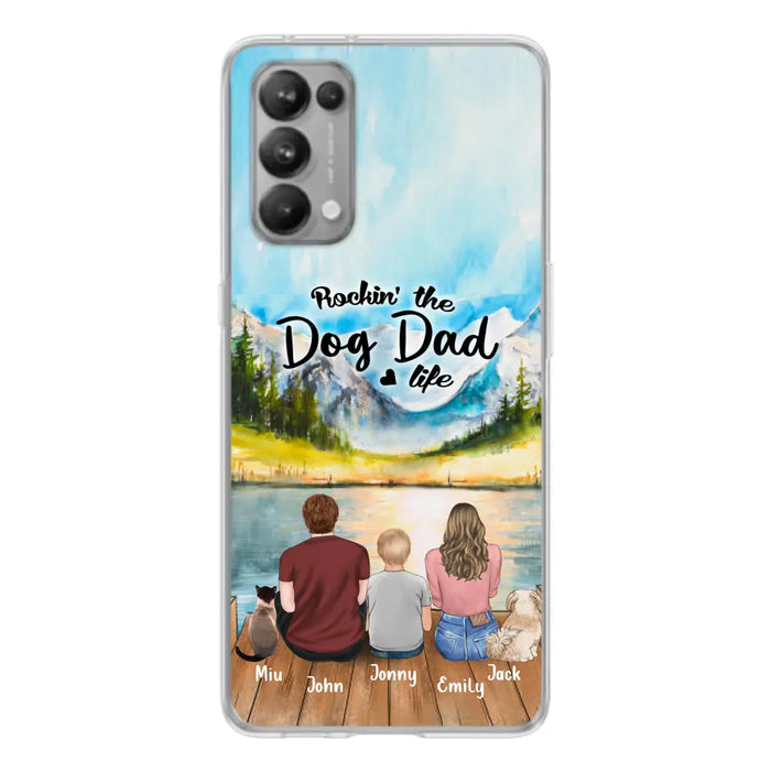 Custom Personalized Pet Couple Phone Case - Parent With 1 Kid And 2 Pets - Case For Xiaomi, Oppo And Huawei