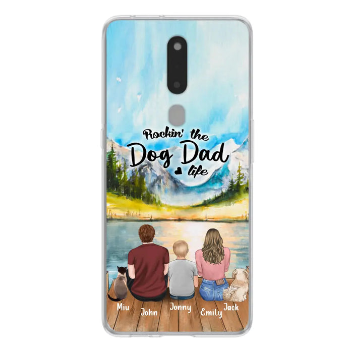 Custom Personalized Pet Couple Phone Case - Parent With 1 Kid And 2 Pets - Case For Xiaomi, Oppo And Huawei