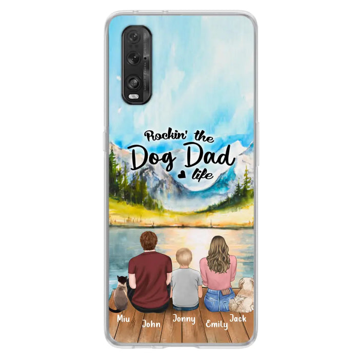 Custom Personalized Pet Couple Phone Case - Parent With 1 Kid And 2 Pets - Case For Xiaomi, Oppo And Huawei