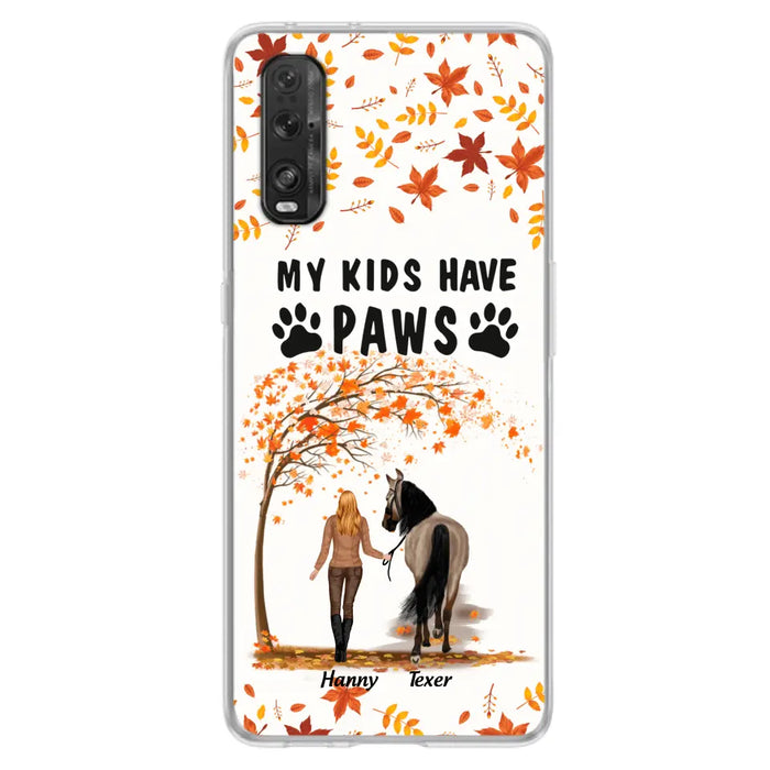 Custom Personalized Horse Mom In Autumn Phone Case - Girl With Upto 2 Horses - My Kids Have Paws - Case For Xiaomi, Oppo And Huawei