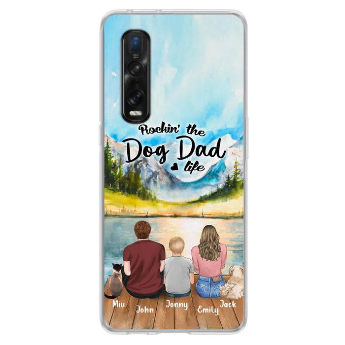 Custom Personalized Pet Couple Phone Case - Parent With 1 Kid And 2 Pets - Case For Xiaomi, Oppo And Huawei