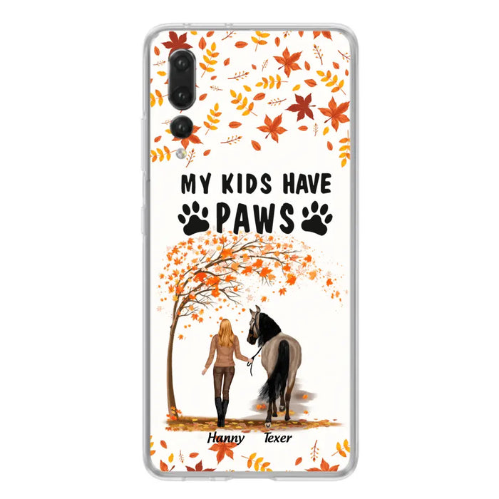 Custom Personalized Horse Mom In Autumn Phone Case - Girl With Upto 2 Horses - My Kids Have Paws - Case For Xiaomi, Oppo And Huawei