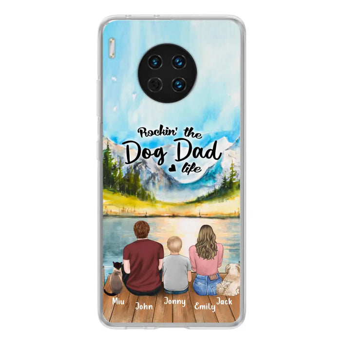 Custom Personalized Pet Couple Phone Case - Parent With 1 Kid And 2 Pets - Case For Xiaomi, Oppo And Huawei