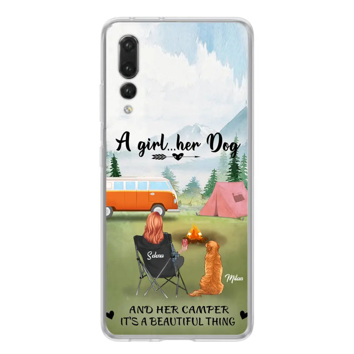 Custom Personalized Dog Mom Camping Phone Case - Mom With Upto 4 Dogs - Best Gift For Dog Lovers - For Huawei, Xiaomi And Oppo Phone Case