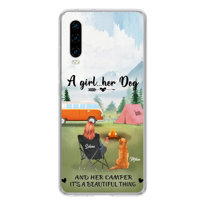 Custom Personalized Dog Mom Camping Phone Case - Mom With Upto 4 Dogs - Best Gift For Dog Lovers - For Huawei, Xiaomi And Oppo Phone Case