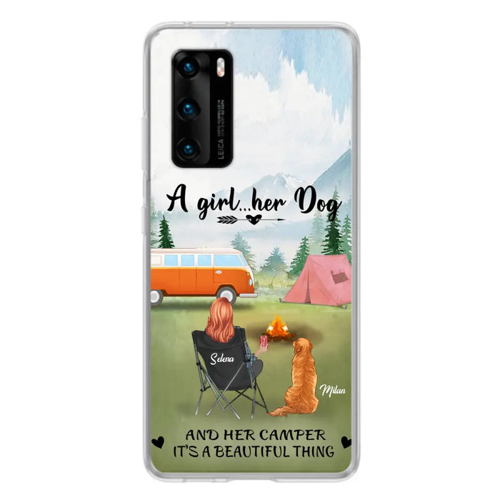 Custom Personalized Dog Mom Camping Phone Case - Mom With Upto 4 Dogs - Best Gift For Dog Lovers - For Huawei, Xiaomi And Oppo Phone Case