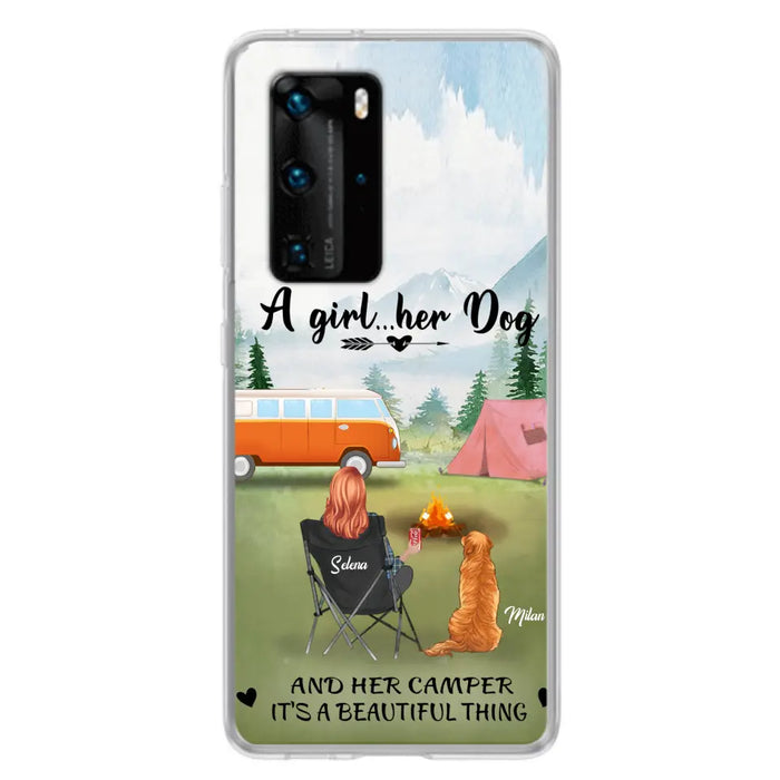 Custom Personalized Dog Mom Camping Phone Case - Mom With Upto 4 Dogs - Best Gift For Dog Lovers - For Huawei, Xiaomi And Oppo Phone Case