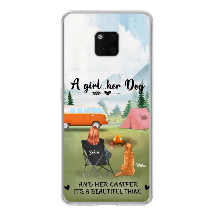 Custom Personalized Dog Mom Camping Phone Case - Mom With Upto 4 Dogs - Best Gift For Dog Lovers - For Huawei, Xiaomi And Oppo Phone Case