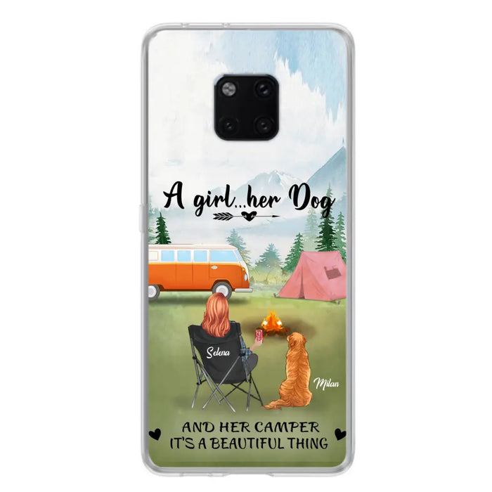 Custom Personalized Dog Mom Camping Phone Case - Mom With Upto 4 Dogs - Best Gift For Dog Lovers - For Huawei, Xiaomi And Oppo Phone Case