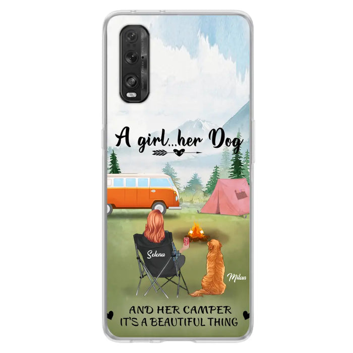 Custom Personalized Dog Mom Camping Phone Case - Mom With Upto 4 Dogs - Best Gift For Dog Lovers - For Huawei, Xiaomi And Oppo Phone Case