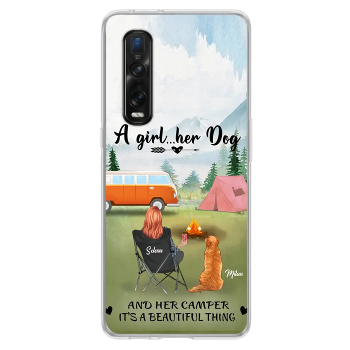 Custom Personalized Dog Mom Camping Phone Case - Mom With Upto 4 Dogs - Best Gift For Dog Lovers - For Huawei, Xiaomi And Oppo Phone Case