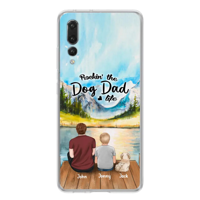 Custom Personalized Dog Mom/Dog Dad Phone Case - Single Mom/Single Dad with 1 Kid and 1 Pet - Rockin' The Dog Dad Life