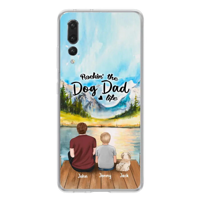 Custom Personalized Dog Mom/Dog Dad Phone Case - Single Mom/Single Dad with 1 Kid and 1 Pet - Rockin' The Dog Dad Life