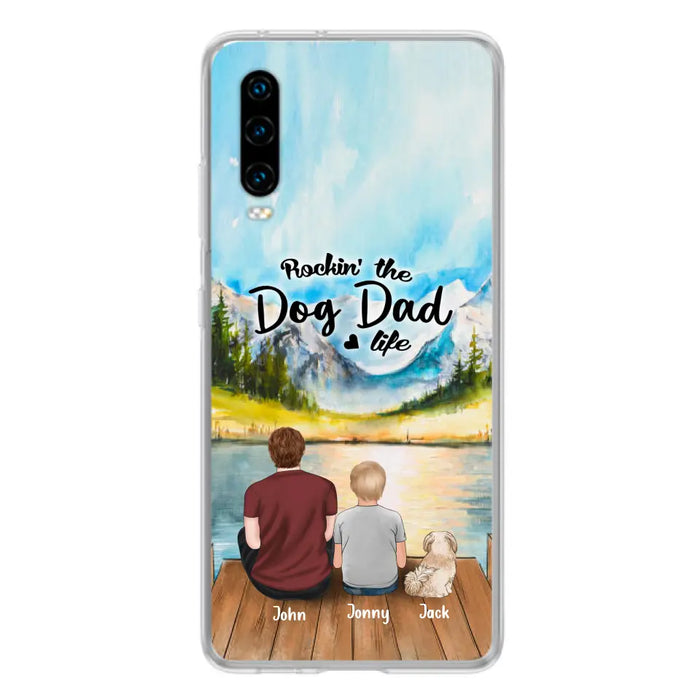 Custom Personalized Dog Mom/Dog Dad Phone Case - Single Mom/Single Dad with 1 Kid and 1 Pet - Rockin' The Dog Dad Life