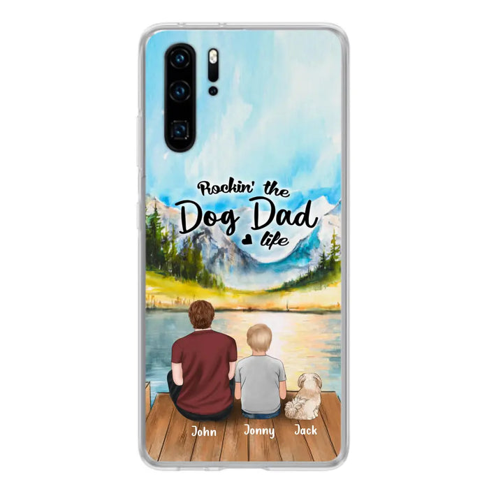 Custom Personalized Dog Mom/Dog Dad Phone Case - Single Mom/Single Dad with 1 Kid and 1 Pet - Rockin' The Dog Dad Life